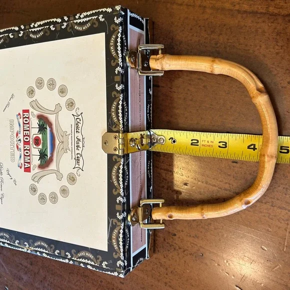 Cigar Box Purse Romeo Roma Clinique Cheron Art Nouveau Beaded Bamboo Handle Bag - Picture 6 of 16